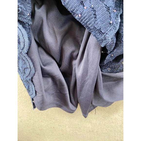 ALEX EVENINGS Dress‎ Women Sz 8 Blue Sequin Cocktail Sleeveless Stretch Lace - Picture 7 of 16